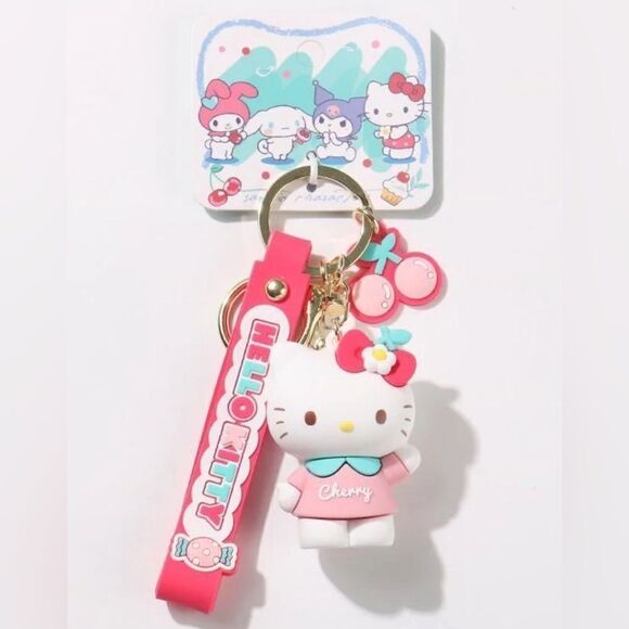 NWT Sanrio Kuromi Hello Kitty Doll Cherry Keychain Bag Pendant - Picture 4 of 4
